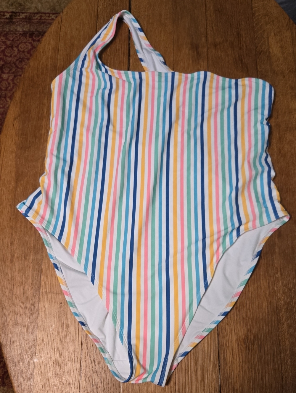 Old Navy Striped One-Piece Swimsuit in White, Blue, Pink, Yellow, Green